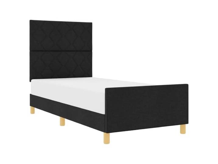 PUGYNBK Bettgestell mit Kopfteil, schwarz, 100 x 200 cm, Stoff Weiche Polsterung, Schaumstoffpolsterung, minimalistisches Design, inklusive Fuß, einfache Montage