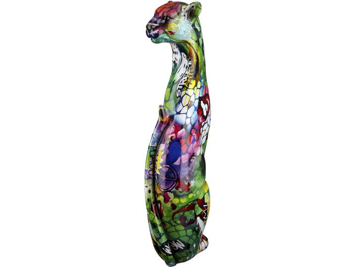 Tierfigur CASABLANCA BY GILDE Gepard sitzend Street Art , bunt, B:12cm H:33,5cm T:8cm, Kunstharz, Dekofiguren, Tierfigur, Graffiti-Design
