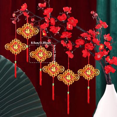 Discount Dollar Deals Gold Tassel New Year Home Decorations, Lucky Bonsai Party Hanging Pendants, Style Festive Ornaments 6pcs Knot
