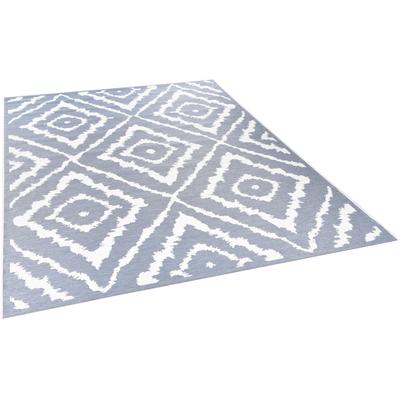Teppich TOM TAILOR HOME "Garden Pattern" Gr. 2, blau, B:70cm H:3mm L:120cm, Kunstfaser, Teppiche, Teppich, Flachgewebe, modernes Rauten Design, In- und Outdoor geeignet