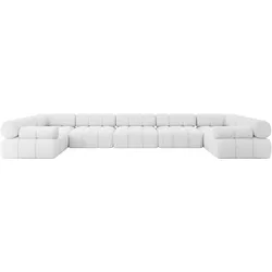 WOHNLANDSCHAFT modulares Sofa Birno-U3 - 475x190x70 cm Weiß Bouclé