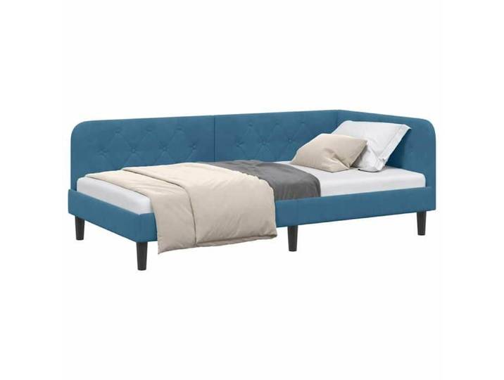 (NEW 2026)Structure de lit d'angle - SHELD - 1 Personnes - contemporain - Bleu 90x200cm Velours 991180