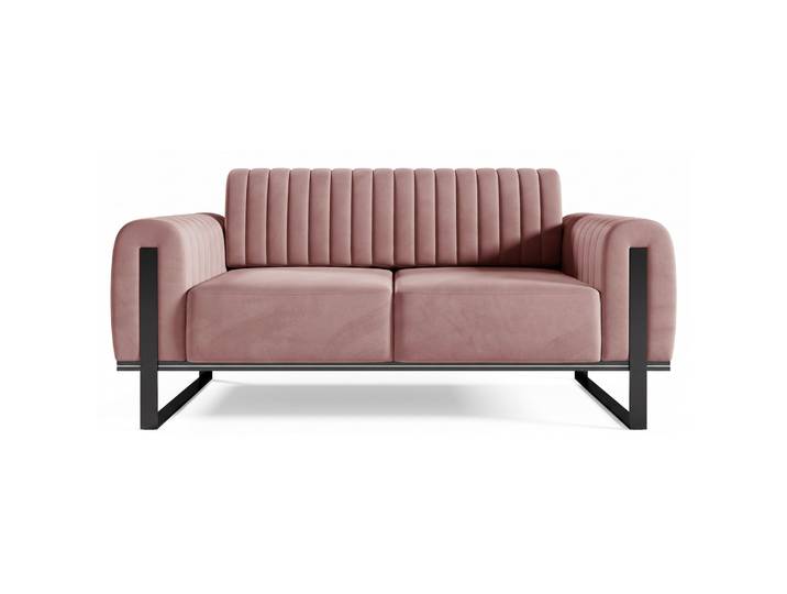 Zweisitziges Sofa Parissa, rosa Samt, schwarze Beine