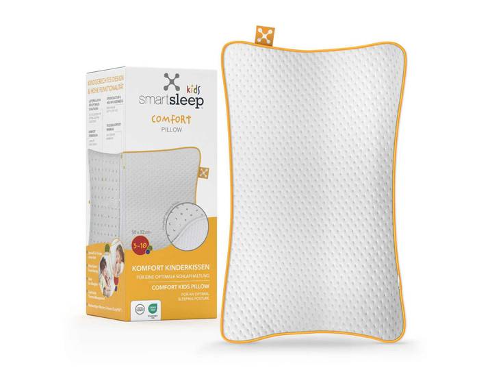 Smartsleep Kinder Nackenkissen Comfort, Weiss, Füllung: Viskoelastischer Kern, 50x6x32 cm, antibakteriell, formstabil, perfekte Stützfunktion, passt sich perfekt der Körperform an, verhindert Rücken-, Nacken- und Schulterschmerzen, individuell anpassbar, Heimtextilien, Kopfpolster & Bettdecken, Kopfkissen, Nackenkissen