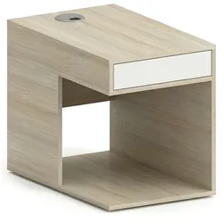 Büro-PC-Container für FUTURE-Schreibtische, 1 Schublade, 500 x 750 x 600 mm, weiß/Eiche natur