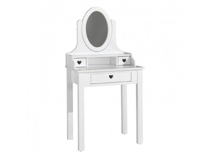 MILADY - Coiffeuse 3 Tiroirs Blanche avec Miroir Inclinable