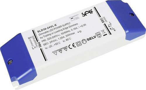 Self Electronics SLD30-12VL-E LED-Trafo, LED-Treiber Konstantspannung 30W 2.5A 12 V/DC Montage auf entflammbaren Oberflächen