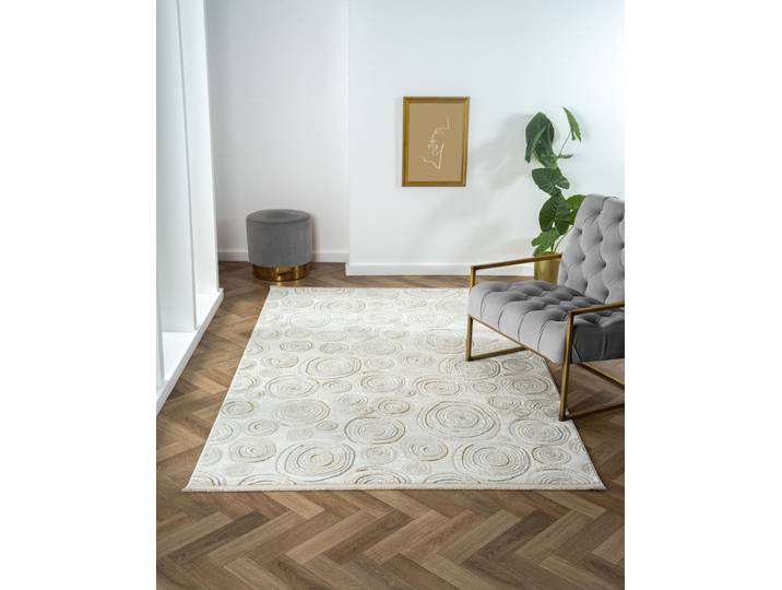 Teppich My Style, LAGERRÄUMUNG , beige (creme, hellgrau, altgoldfarben), B:160cm H:10mm L:230cm, Polyester, MYFLAIR MÖBEL & ACCESSOIRES, Teppiche, Teppich, Kurzflor, modernes Scandi-Design, besonders weich, auch in rund