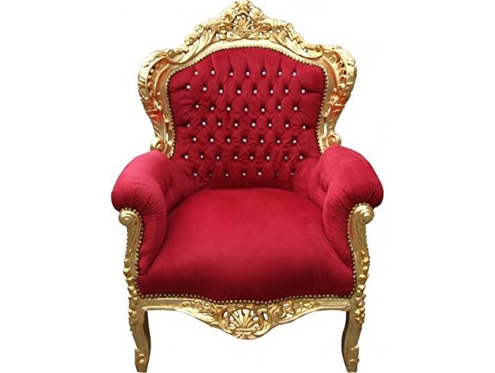 Casa Padrino Barock Sessel 'King' Bordeaux/Gold mit Bling Bling Glitzersteinen Mod2