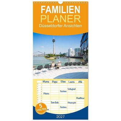Familienplaner 2027 - Düsseldorfer - Ansichten mit 5 Spalten (Wandkalender, 21 x 45 cm) CALVENDO