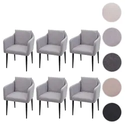 6er-Set Esszimmerstuhl HWC-H93, Küchenstuhl Lehnstuhl Stuhl ~ Stoff/Textil hellgrau