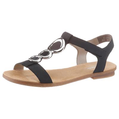 Riemchensandale RIEKER, Damen, Gr. 40, Synthetik, blau (nachtblau), Nubuklederimitat, unifarben, Schuhe Riemchensandale, Sommerschuh, Sandalette, Blockabsatz, mit Klettverschluss-Riegel