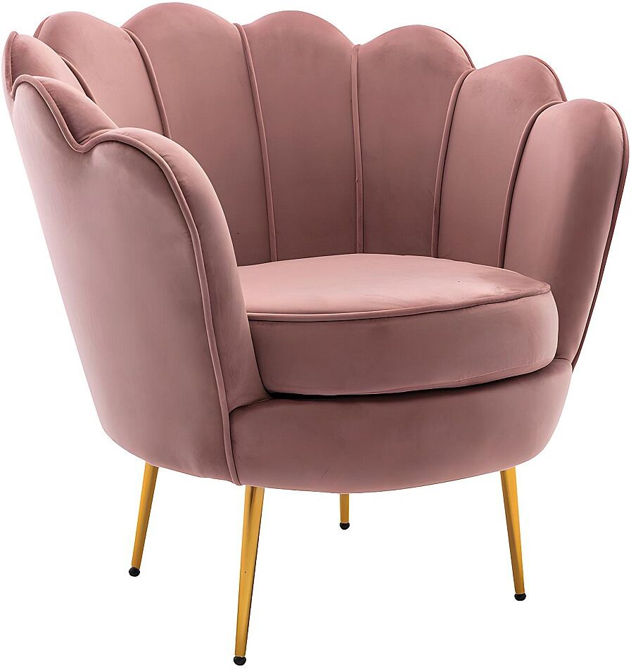Vente-unique Fauteuil coquillage en velours rose DANDELION