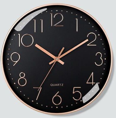 Uplifted Goods Modern Silent Quartz Wall Clock For Home And Office black