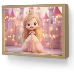 NACHTTISCHLAMPE MIT AKKU Prinzessin - Rosa - Schloss 40x30 cm