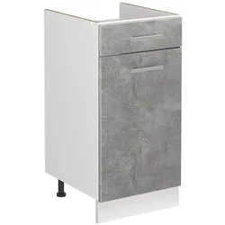 Vicco, Regal, Spülenunterschrank R-Line, Beton/Weiss, 40 cm ohne Arbeitsplatte (46 x 40 x 81.60 cm)