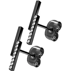 Titan Ohrstecker BALKEN + EINGEFASSTE KRISTALLE