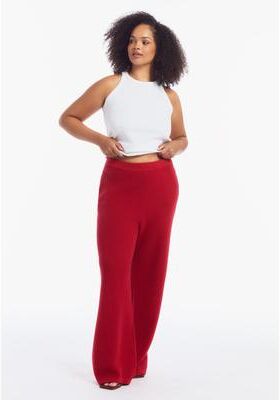 Plus Size Women's Knitted Sweater Pants by June & Vie in Scarlet Smile (Size 22/24)