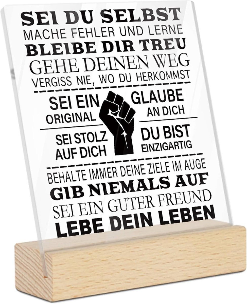 Inspirerende Acryl Wanddecoratie Be Yourself met Houten Basis voor Thuis en Kantoor