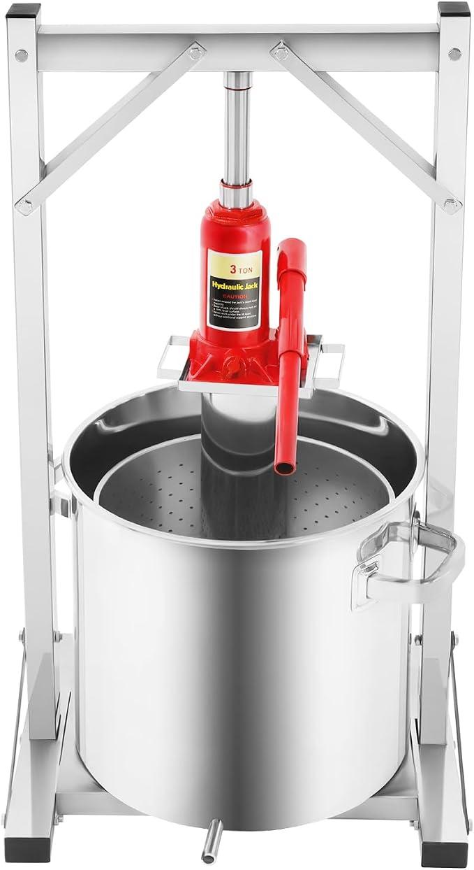22 Liter Edelstahl Obstweinpresse, Obstmaischepresse, mechanische Edelstahlpresse, Apfelweinpresse mit Hydraulik