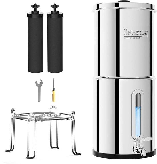 Schwerkraftfilter für Wasser - Küchenfilter - Für sauberes Wasser - Edelstahl - 85 Liter - Mit Silber