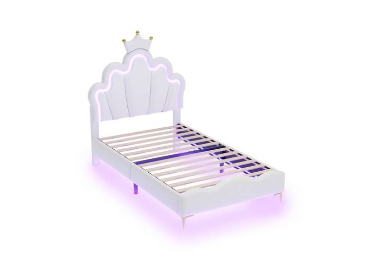 POLSTERBETT pu prinzessinnen design 90x200cm mit led