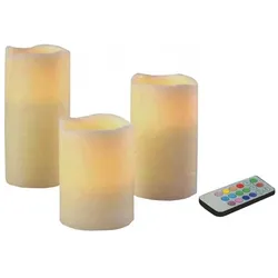 AccuCell, LED Kerzen, LED Kerzen-Set mit Farbwechsel und Fernbedienung (3x)