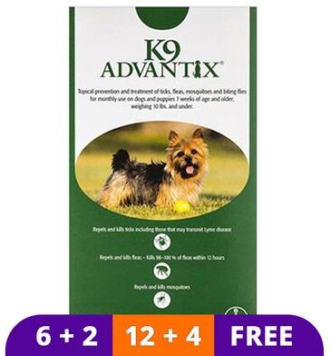 K9 Advantix Small Dogs/Pups 1-10 Lbs (Green) 4 Doses