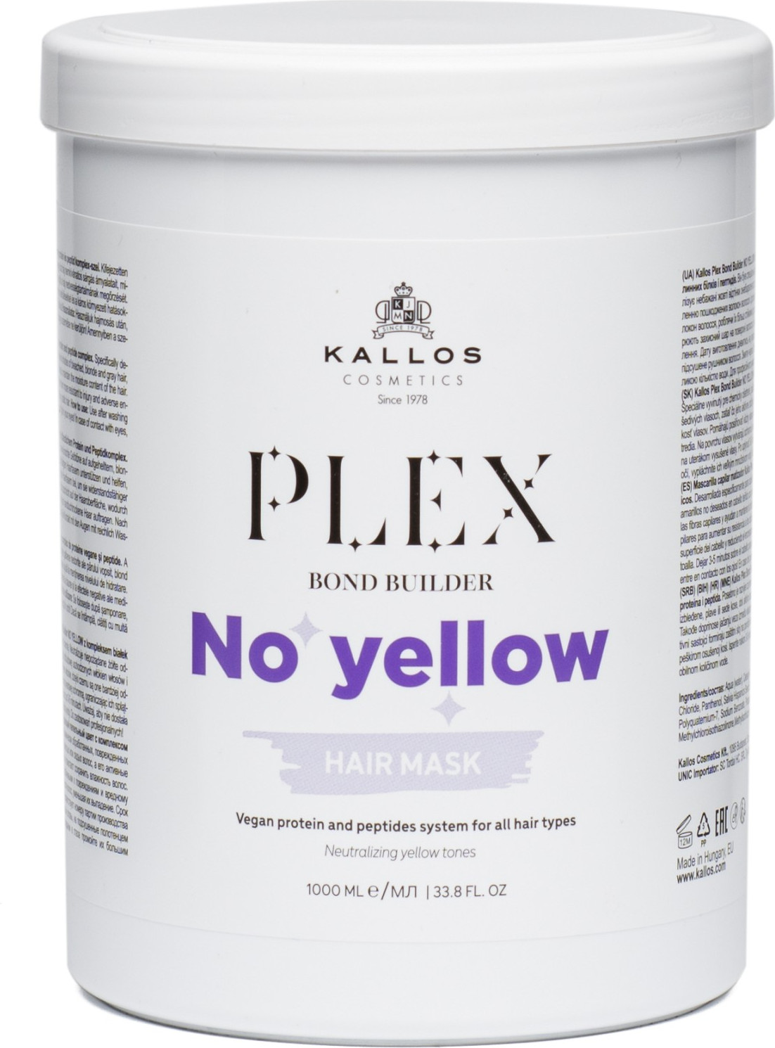 Kallos Plex No Yellow Hair Mask 1000 ml KA-K2023