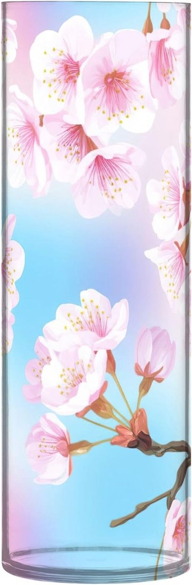 Cilinder Vaas Pastel Kersenbloesem Roze - Onbreekbare Plastic Bloemenvaas - Hoogte: 30 cm