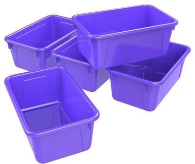 Storex Small Cubby Bin, Purple, Pack of 5