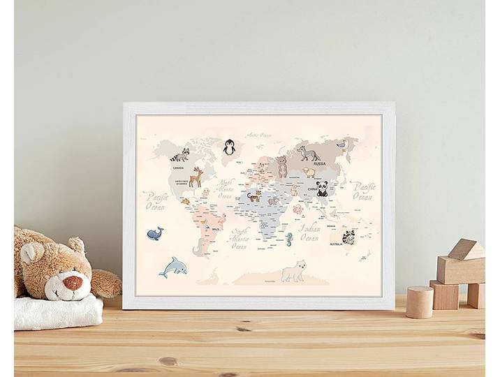 Tableau déco Animals World 33 x 43cm Multicolore