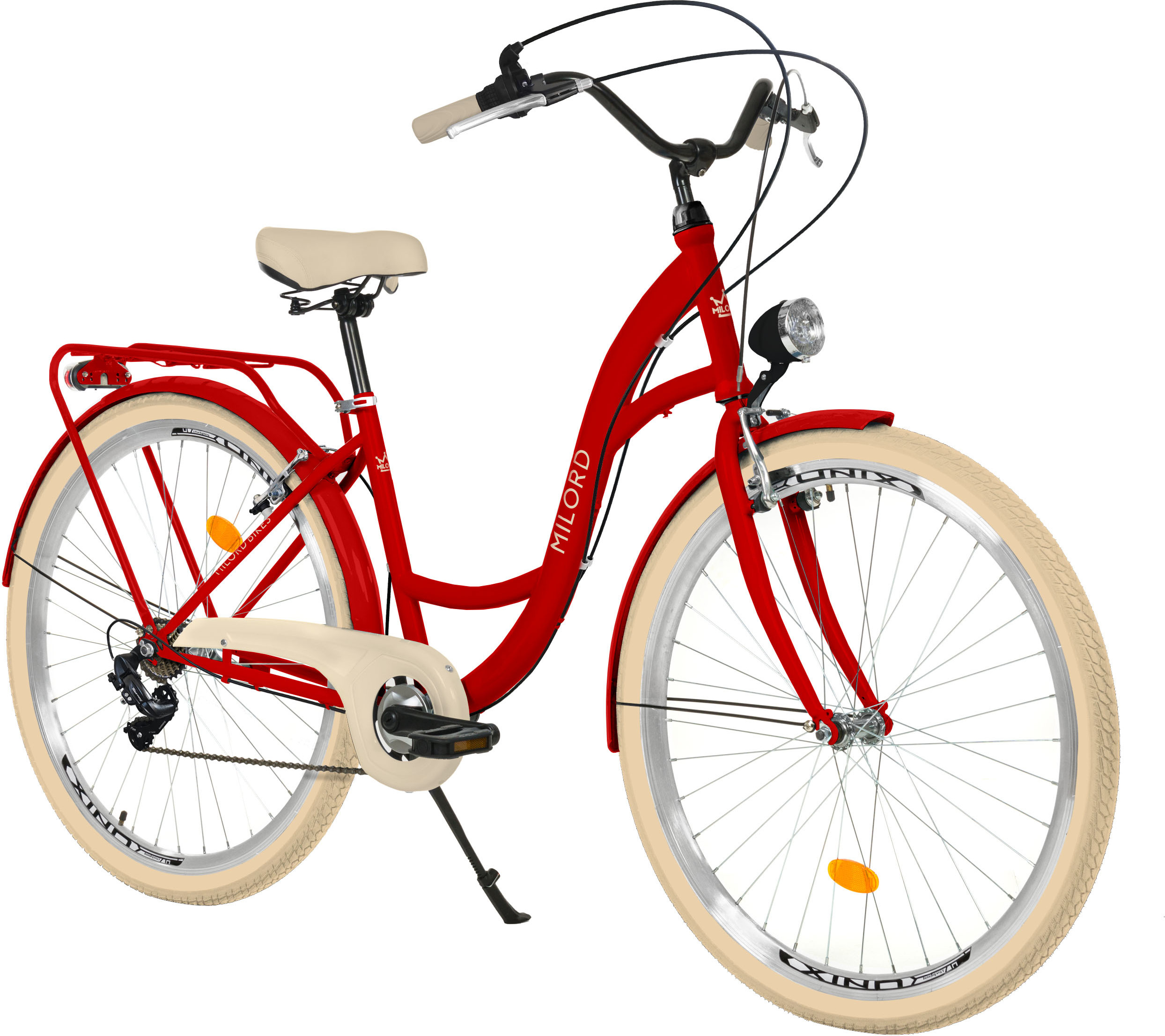 Milord Komfort City Fahrrad Retro Vintage Damenfahrrad, 28 Zoll, Rot, 7 Gang Shimano