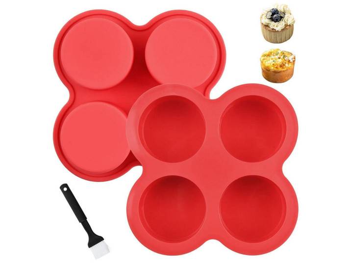 Muffinform Set mit Backpinsel Rot, Kunststoff, 13.5x2.5x13.5 cm, Backen & Backzubehör, Backformen, Muffinformen