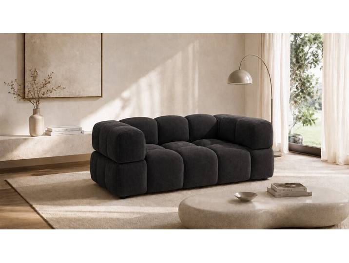 Kaiser Möbel Sofa 2-Sitzer im Veloursstoff Bluvel, AVERRO, Modernes Lounge-Design,Dekorative Steppungen