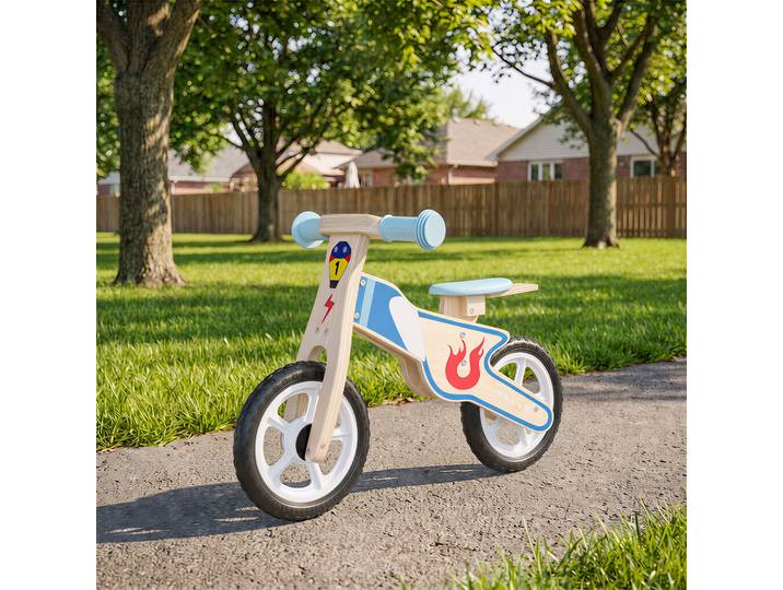 AIYAPLAY Draisienne Bois Naturel Selle Réglable 3-5 Ans 50kg