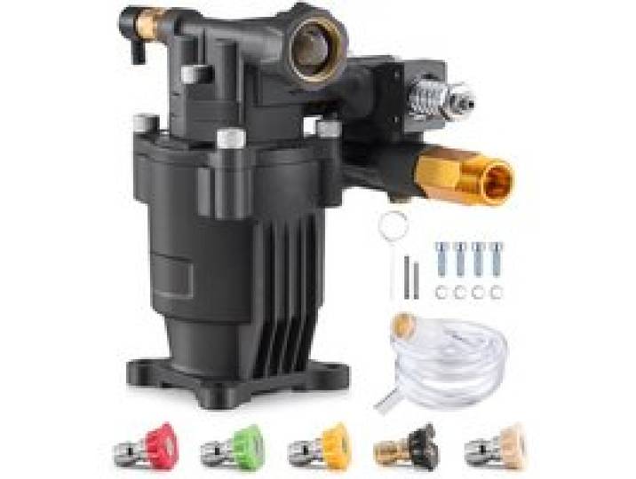 VEVOR Hochdruckreinigerpumpe, 3/4 Zoll Welle horizontal, 3500 PSI, 2,5 GPM, Ersatz-Hochdruckreinigerpumpen-Set mit 5 Düsen, Hardware und Siphonrohr, bis zu 150 Stunden, Hochdruckreiniger Ersatzpumpe