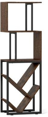 Costway 6-Tier Bookshelf Floor Standing Tree S-Shaped Geometric Bookcase with Open Shelves-Brown