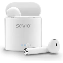 Savio TWS-01 (Keine Geräuschunterdrückung, 2 h, Kabellos), Kopfhörer, Weiss