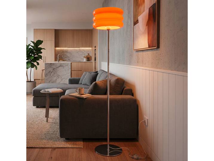 EGLO Stehlampe Tortora, gelb / orange, für Wohn- / Esszimmer, Glas, Junges Wohnen