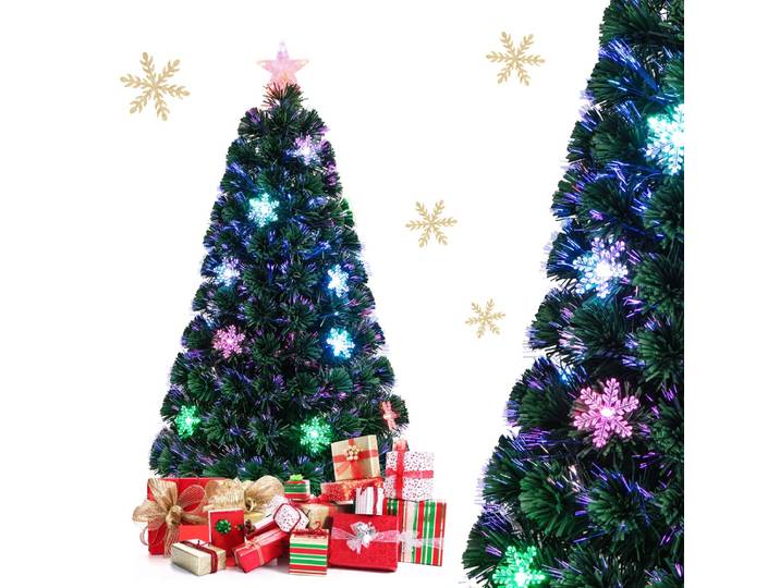 Kerstboom LED 120 cm Kunstkerstboom met Glasvezel Kleurwisselaar Groen-120 cm