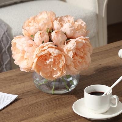 Garvee Artificial Peonies with Vase, , Fake Peonies Bouquet for Table Centerpiece, Wedding Decor, Home Living Room Decoration