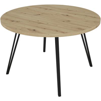 Esstisch BYLIVING "Marta", braun (artisan eiche, schwarz, artisan eiche), H:76cm, Tische, Esstisch, mit 120cm runder Tischplatte in Artisan Eiche Optik und Metallbeinen