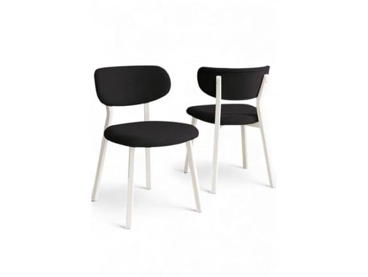 Hanah Home Modern Chair Set (2 Pieces), Anthracite & White, 46 x 45 x 85 cm 100% Metal Frame, Plywood Back, Boucle Fabric Stylish Scandinavian Design