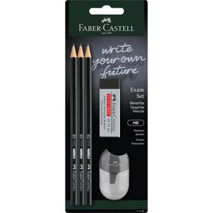 Faber-Castell Schreibset Exam Set, 5-teilig, Bleistift Härte HB, Radiergummi und Spitzer