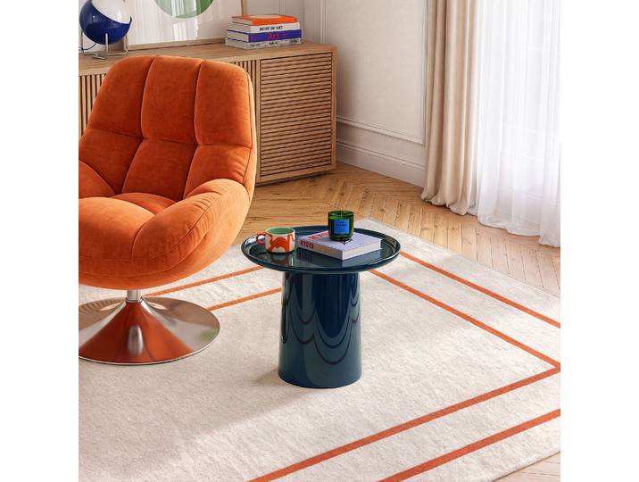 HABITAT - Table d'appoint ronde laquage haute brillance - Bleu canard - Theo