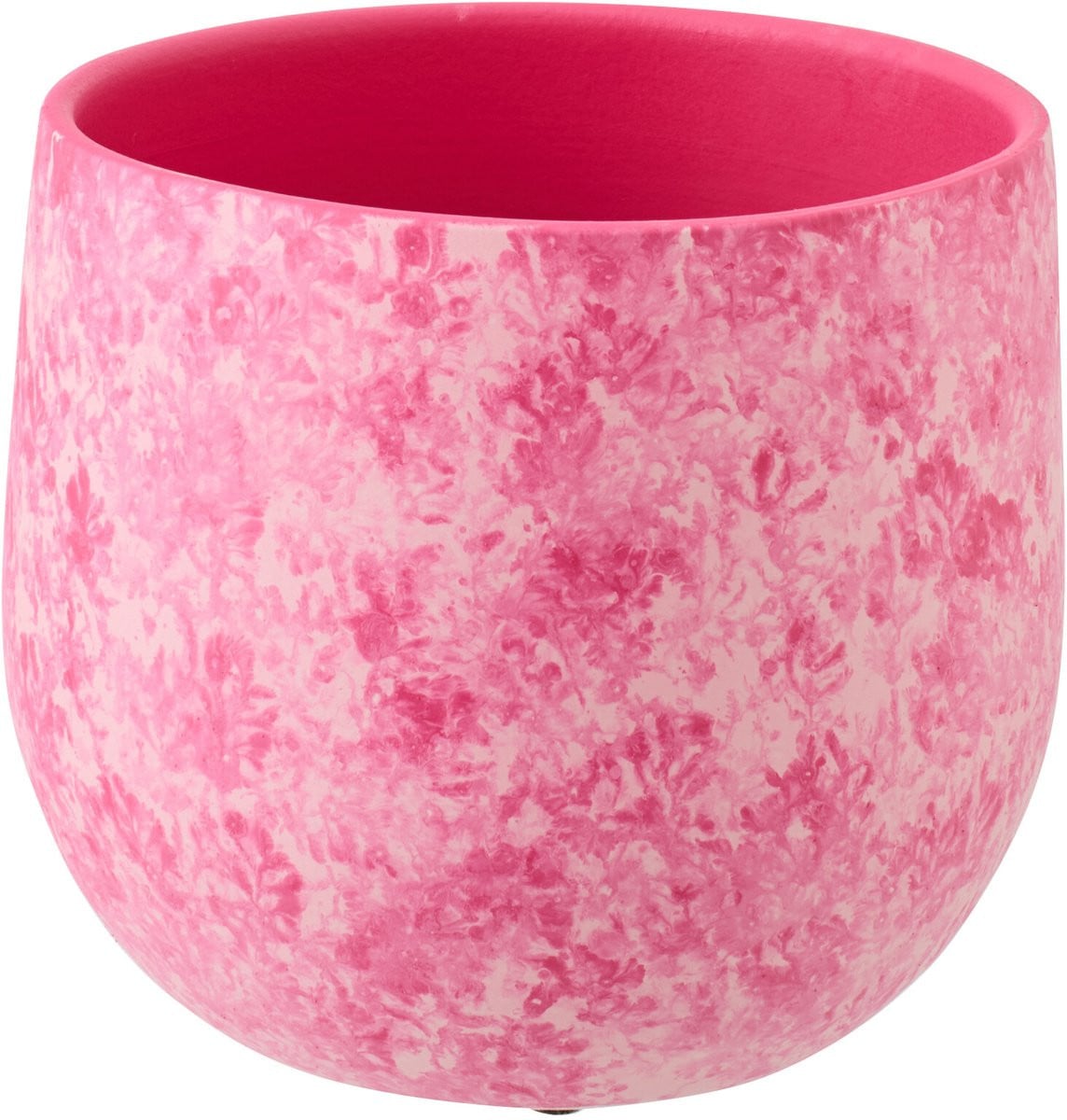 J-Line Keramische Bloempot - Roze/Wit - Large