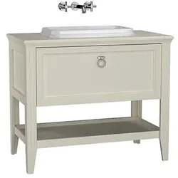 VitrA Valarte Einbauwaschtisch-Set 98 cm, Elfenbein Matt, Sanitärkeramik Weiße Hochglanz mit antibakterieller Glasur