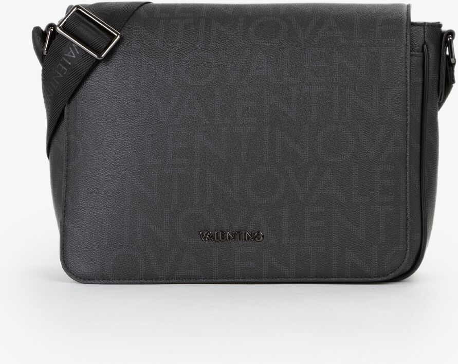 Umhängetasche VALENTINO BAGS "KING RE", Herren, Gr. B/H/T: 29cm x 23cm x 9cm, grau (schwarz), Lederimitat, Taschen Umhängetasche, Herren, Schultertasche mit Valentino-Logoschmuckelement schwarz B/H/T: 29cm x 23cm x 9cm