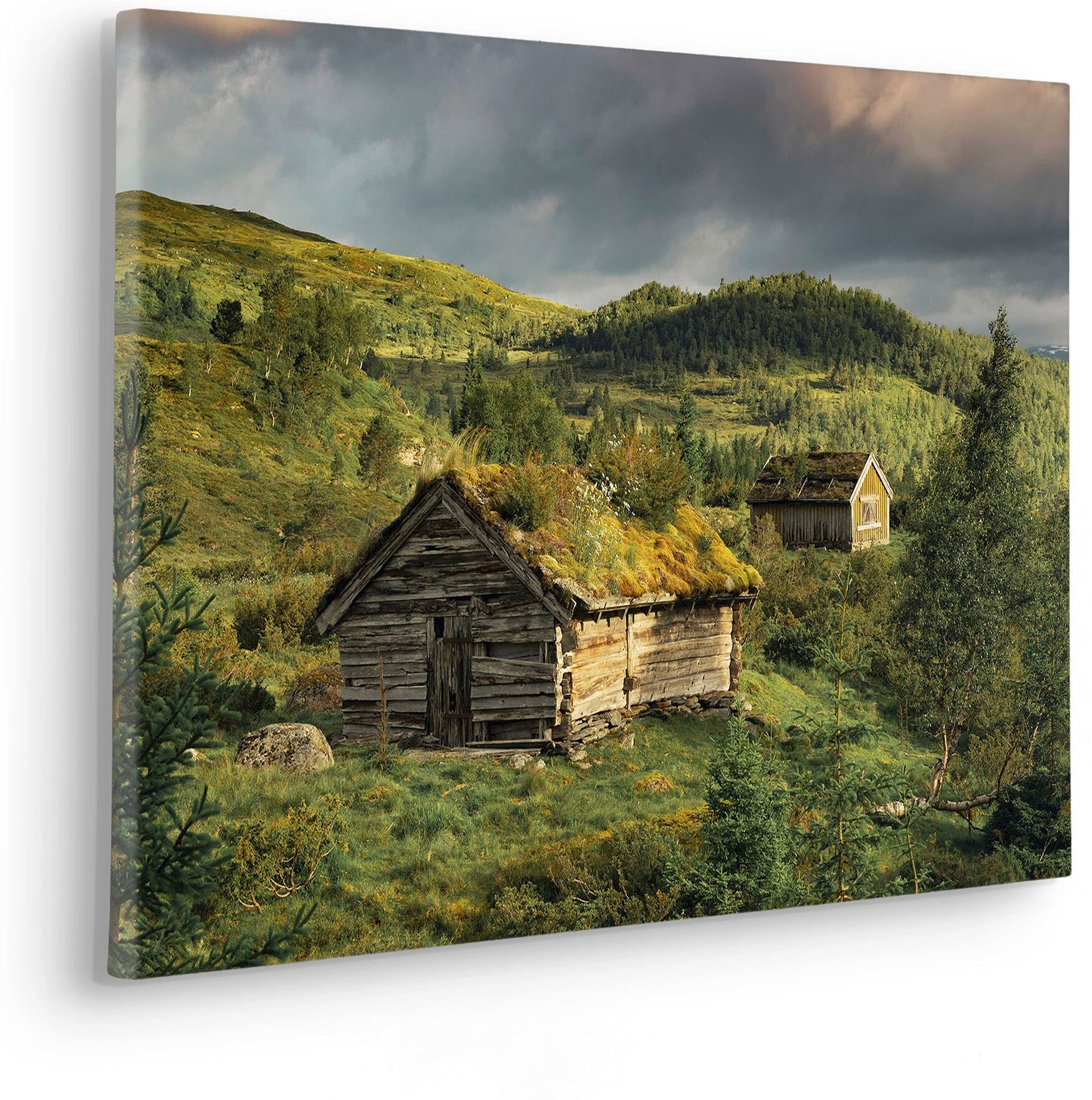 Leinwandbild KOMAR "Rustic Charme - Grösse 60 x 40 cm", bunt (farbe bild(er): bunt), B:60cm H:40cm T:2cm, Holz, Papier, Bilder, Leinwandbild, Keilrahmenbild mi Echtholzrahmen farbe bild(er): bunt B/H/T: 60cm x 40cm x 2cm, Landschaftsaufnahme Baum Berge Bl